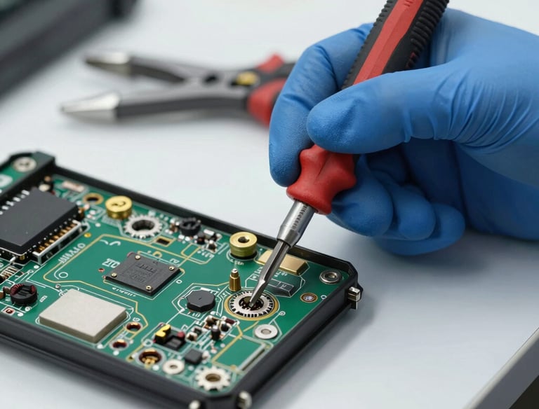three person pointing the silver laptop computer