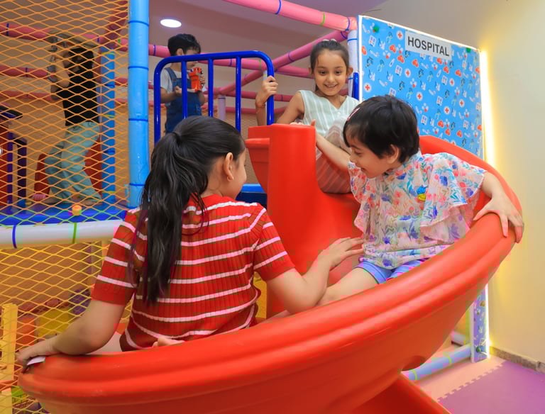 Kids sliding in paly zone