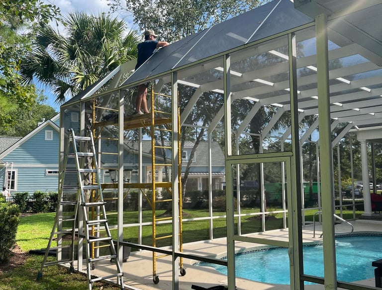 Elegant custom pool enclosure installed in Murrells Inlet, SC.