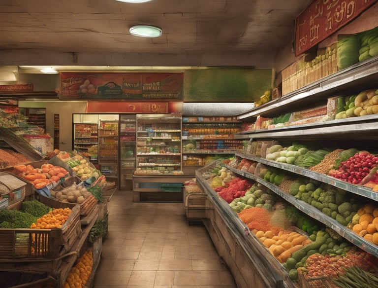 red and yellow store signage