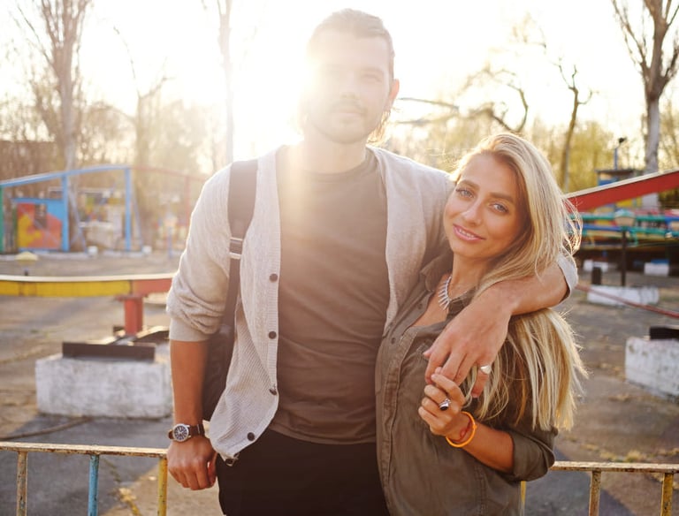 Sugar mommy and partner couple in Sydney enjoying sunset together, symbolizing real love found.