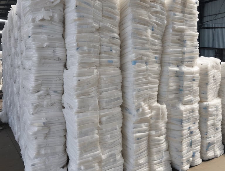 Colorful recyclable plastic materials stacked for processing.
