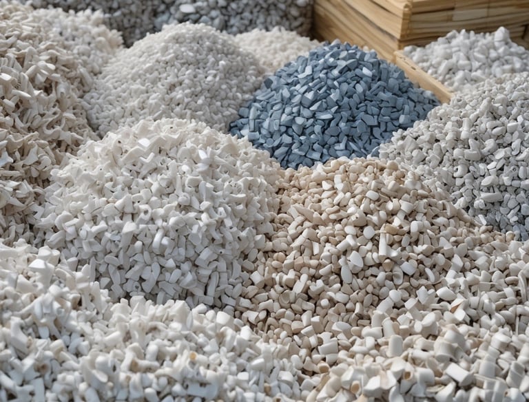 Colorful recyclable plastic materials stacked for processing.