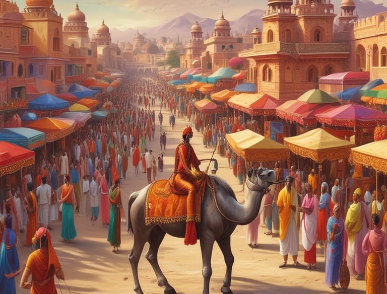 Tourists enjoying traditional Rajasthani hospitality.