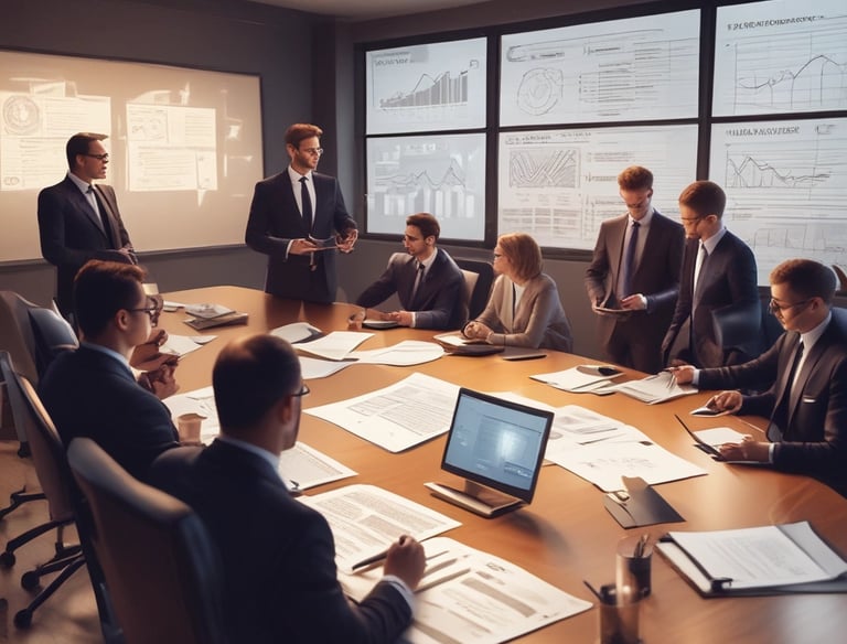 A professional office setting with legal books and a laptop.