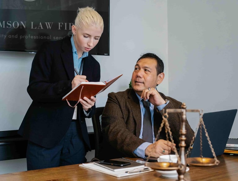 Lawyers working in an office setting