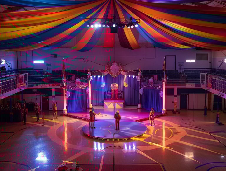 a circus act of circus performers performing on a circus