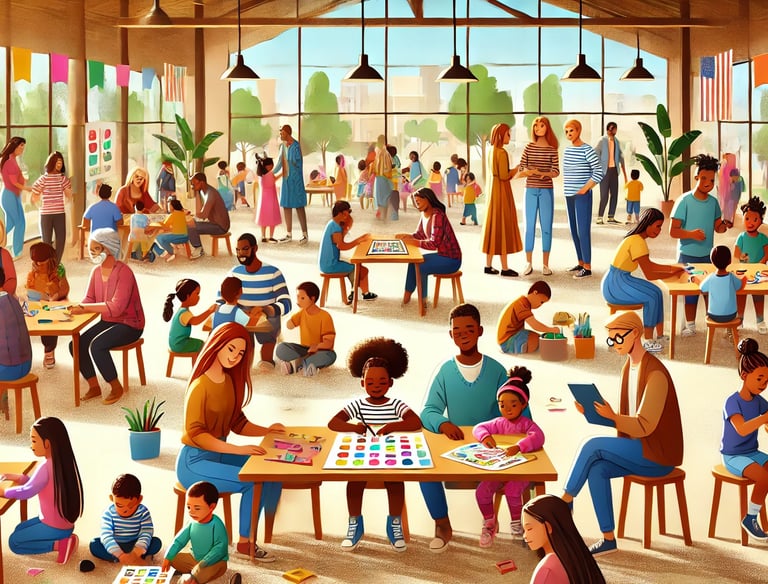 a group of people playing checkers in a room