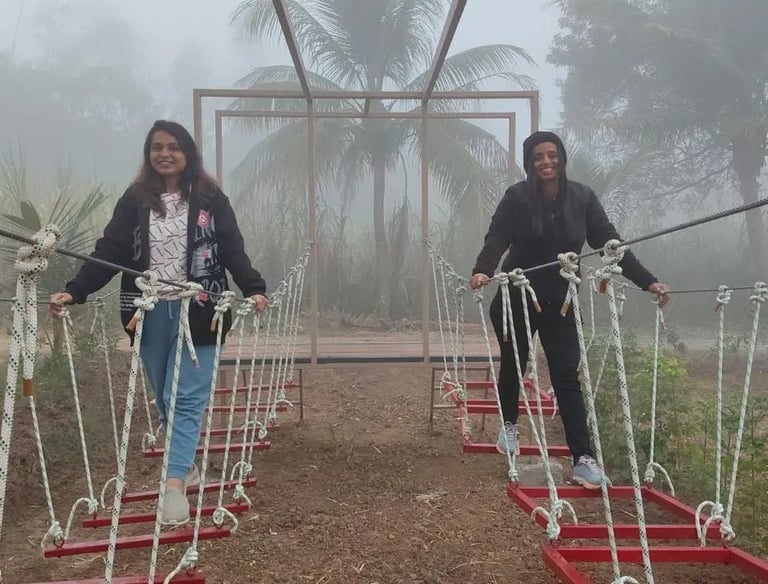Rope adventure at the best one day picnic near surat at Purna River Retreat