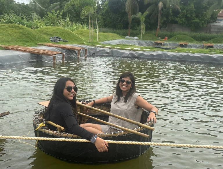 On Water Balancing at the best one day picnic near surat at Purna River Retreat