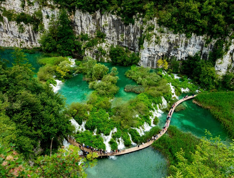 plitvice lakes from bird perspectiove