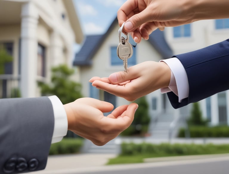 A happy family celebrating in their new home.