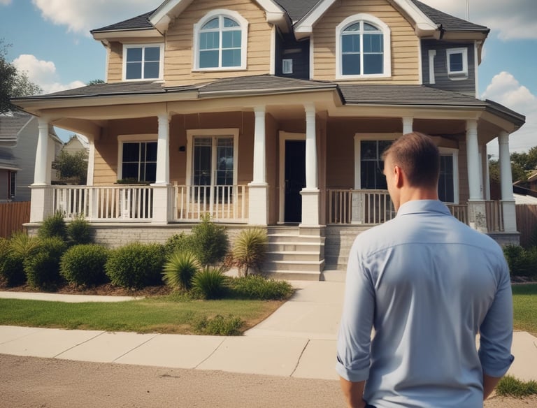 A real estate agent showing a property to clients.