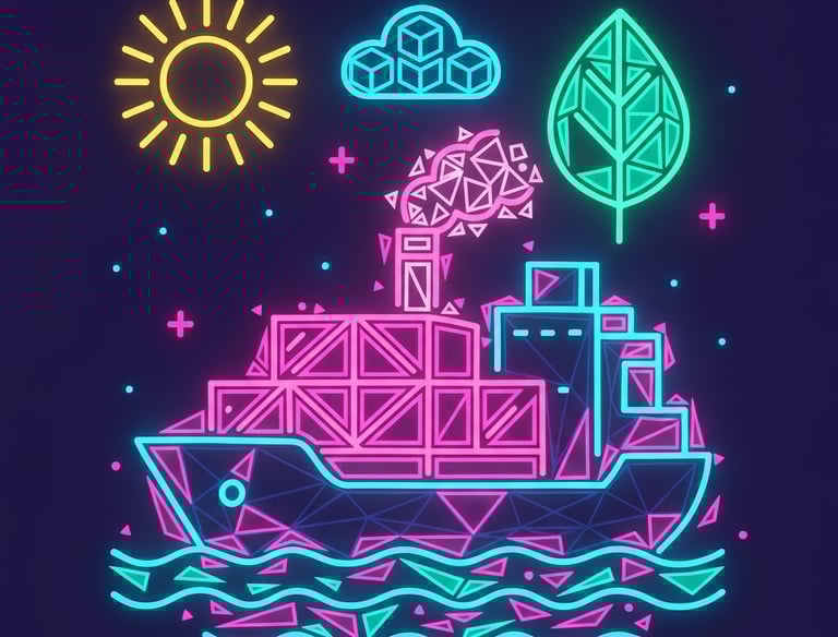 a boat with a bright neon - colored neon lights