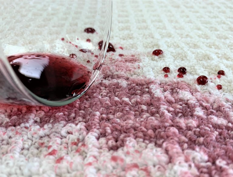 Wine spill with carpet protector