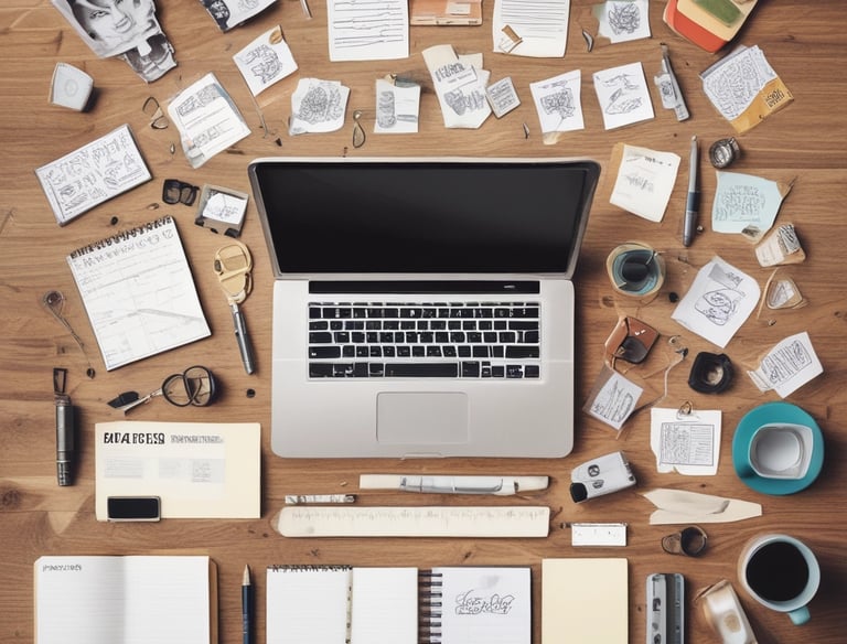 a man riding a skateboard down a street next to tall buildings