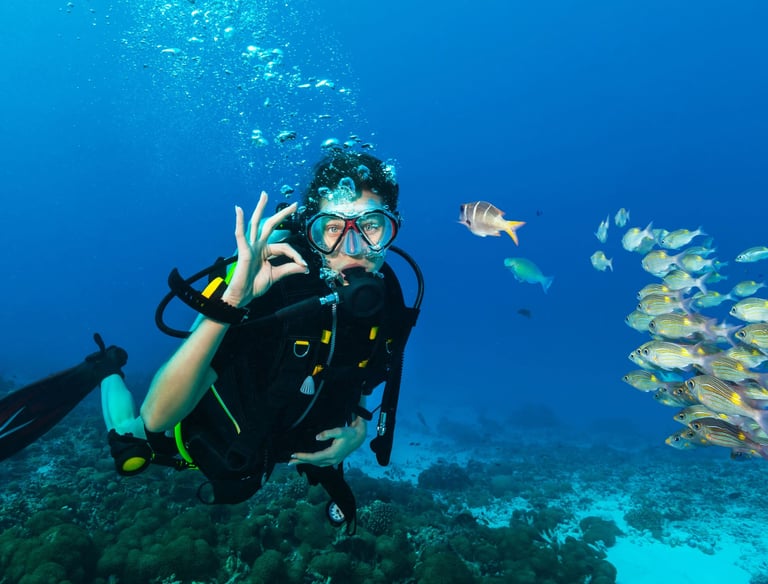 a person in a scuba suit and scuba goggles