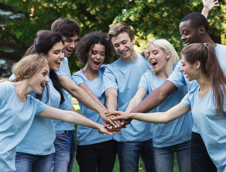 Groupe d'adultes qui se prend la main