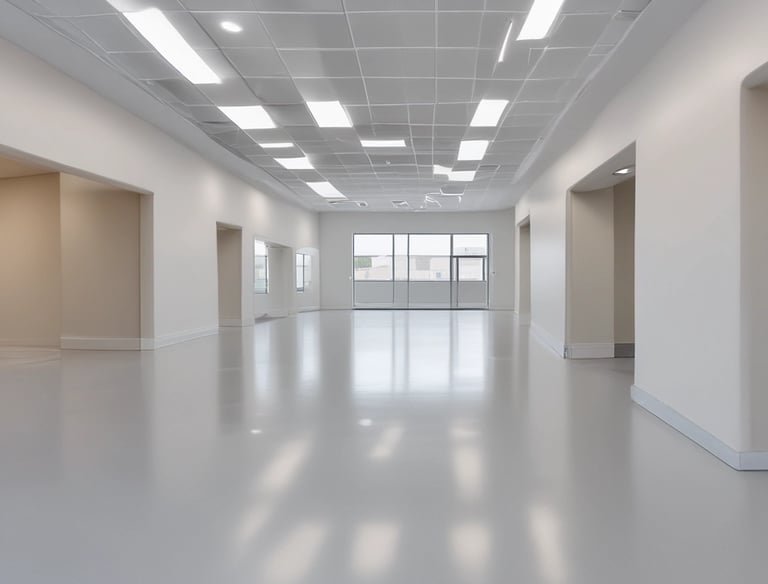A building facade with visible signs of wear and aging, featuring multiple rows of windows. The wall surface shows peeling paint and exposed patches of brickwork, indicating a lack of maintenance.