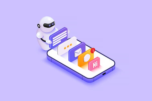 a robot with a phone and a phone