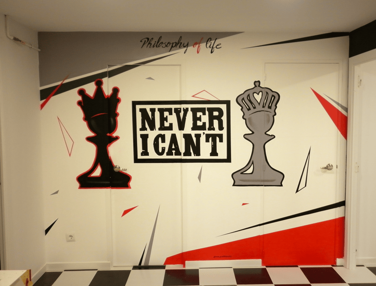 graffiti mural interior en comercio textil Barcelona