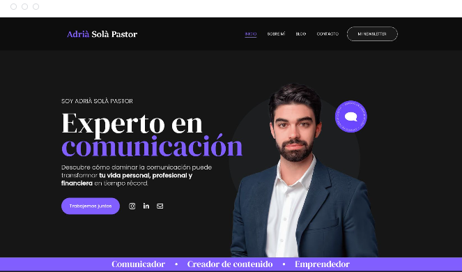 Création de site web vitrine pour agence de communication, réalisation Monbonsite