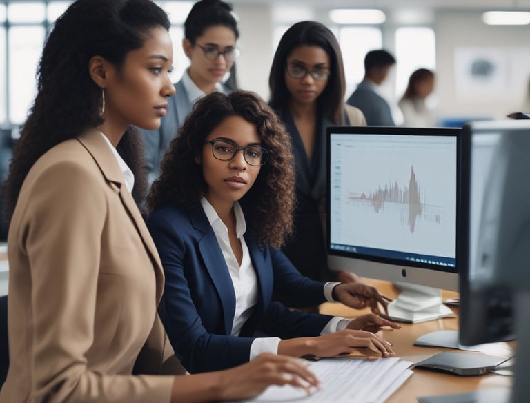 Team collaborating on operational transformation in a modern office space.