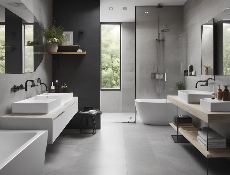 Stylish bathroom with contemporary fixtures and decor.