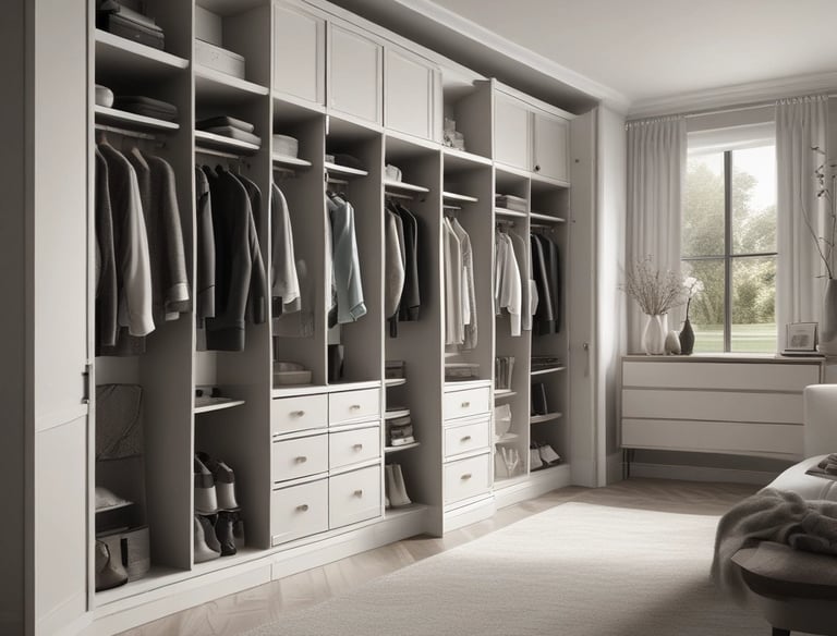 Custom wardrobe design showcasing organization and style.