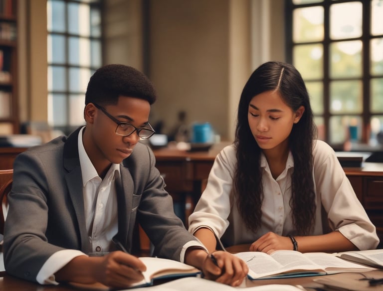 A group of middle school students engaged in Bible study.