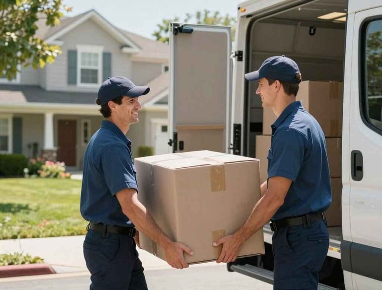 Swiftmoov professional movers loading boxes for seamless relocation in UK