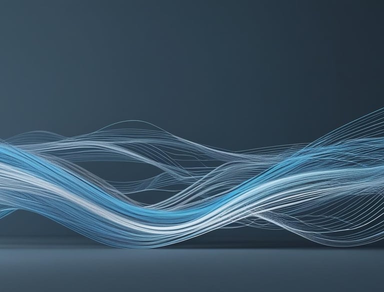 a blue and white wave of light on a dark background