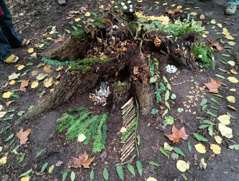 activité d'art en extérieur pour une classe d'élèves relevant du type 8