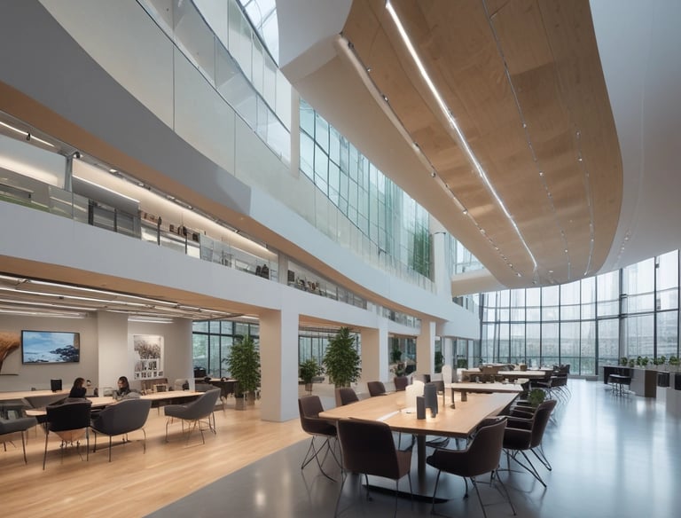 A building with design optimized for health and wellbeing - lighting design simulation