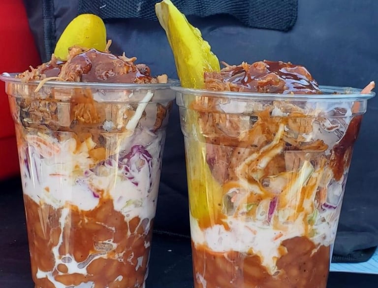 two cups of food and a luncheon in a luncheon