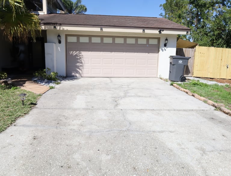 Pressure washing front of house