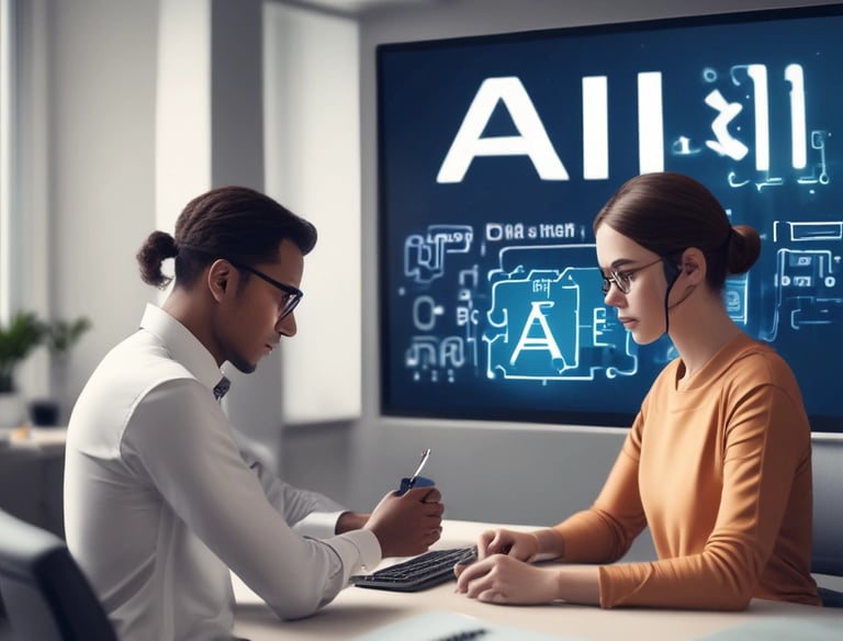 A 3D rendering of a microchip with the letters 'AI' prominently displayed on its surface, set on a dark, circular platform.