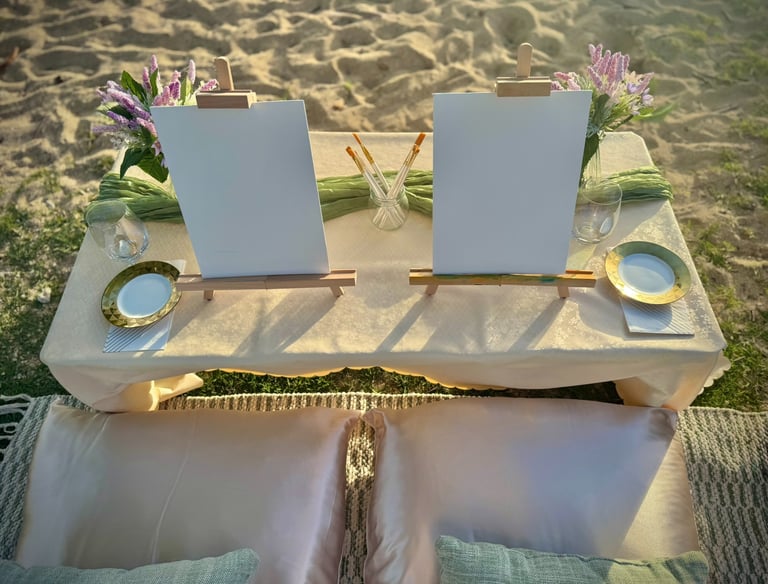 painting on the beach in Honolulu, Hawaii 