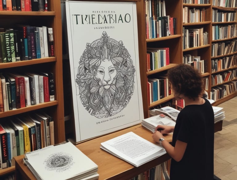 A layout designer working on a book design.