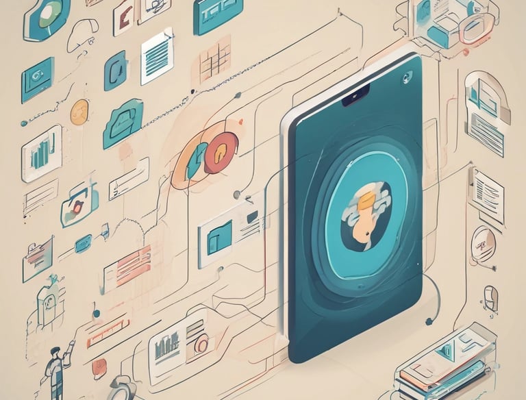 A team brainstorming ideas around a table with laptops and notepads.