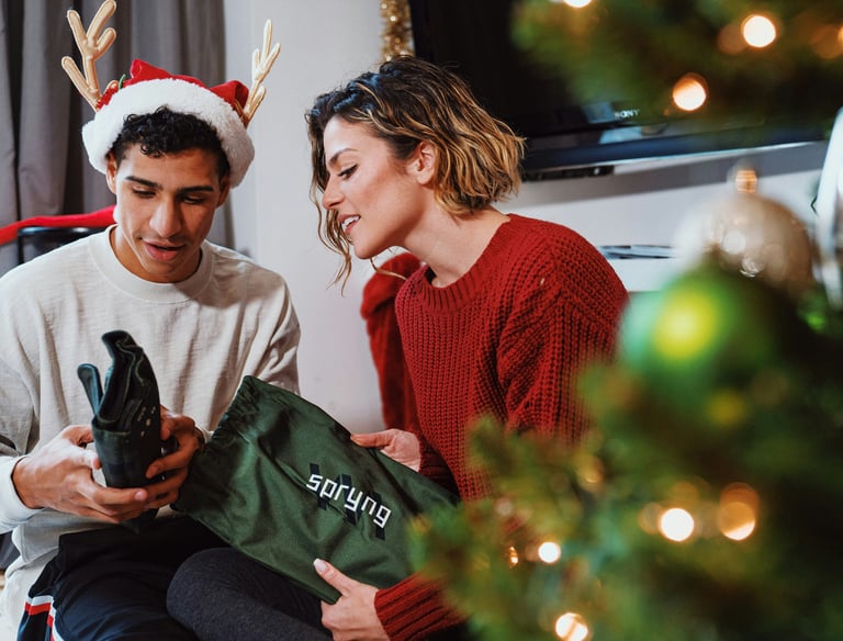Couple is unpacking gifts