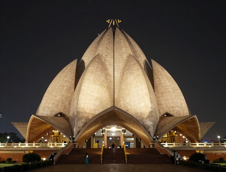 View of bustling Delhi streets with historic monuments under a clear sky.