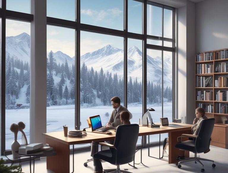 a man riding a skateboard down a street next to tall buildings