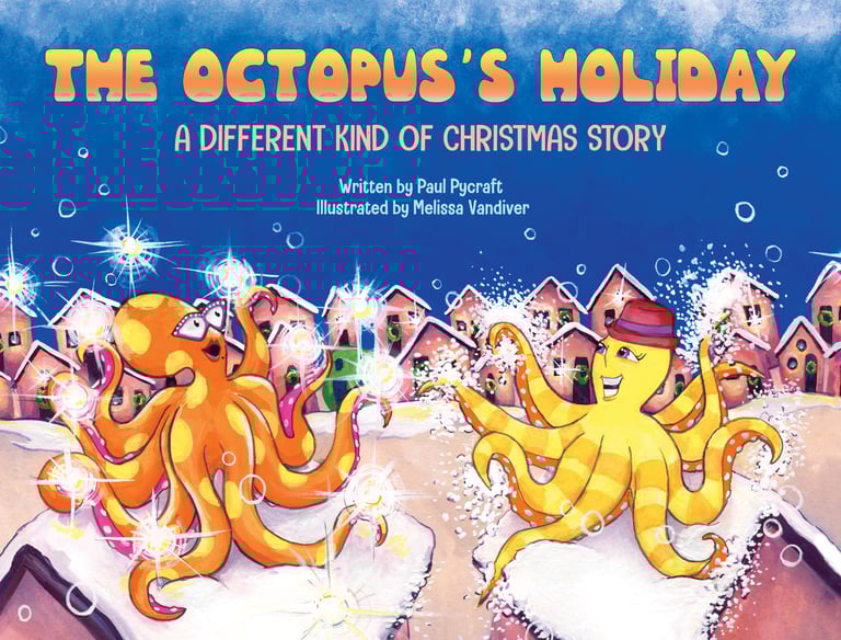 Illustrations from The Octopus's Holiday by New Orleans artist Melissa Vandiver.