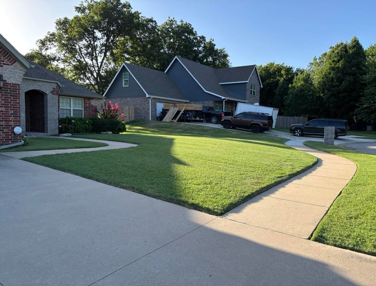 fresh cut grass in residential neighborhood