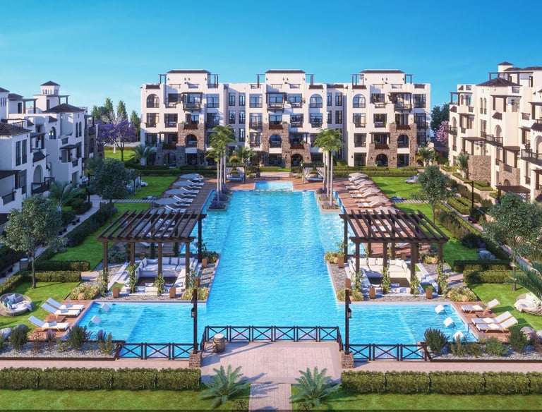 Elegant apartment with spine and lagoon view at Cala Sahl Hasheesh, Hurghada Red Sea coast.
