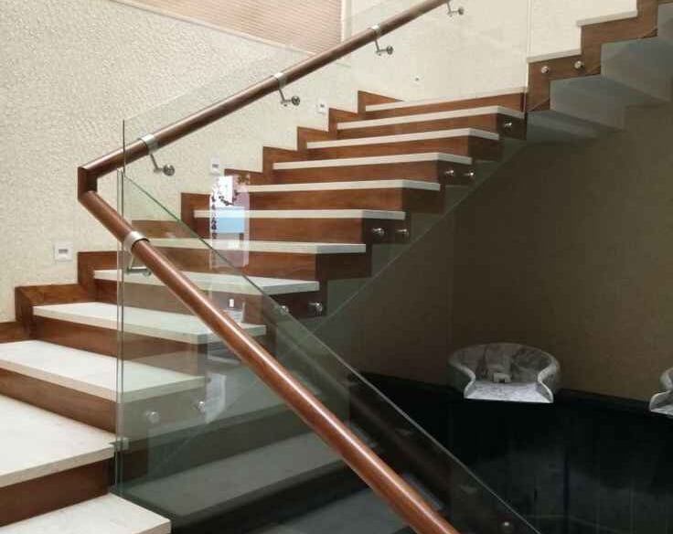 Glass Handrails work of a modern building