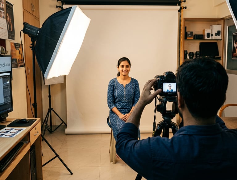 Behind-the-scenes photographer studio setup