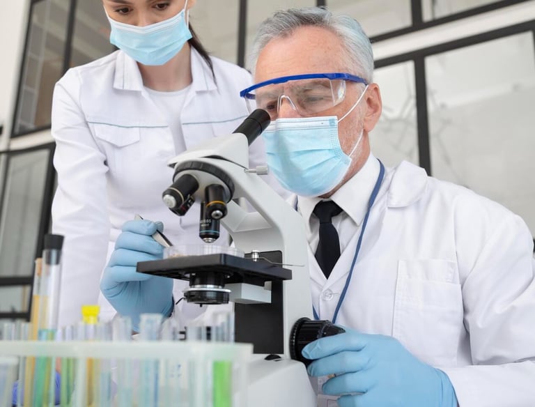 Quality control inspection with a magnifying glass in a lab Saudi Food Registration