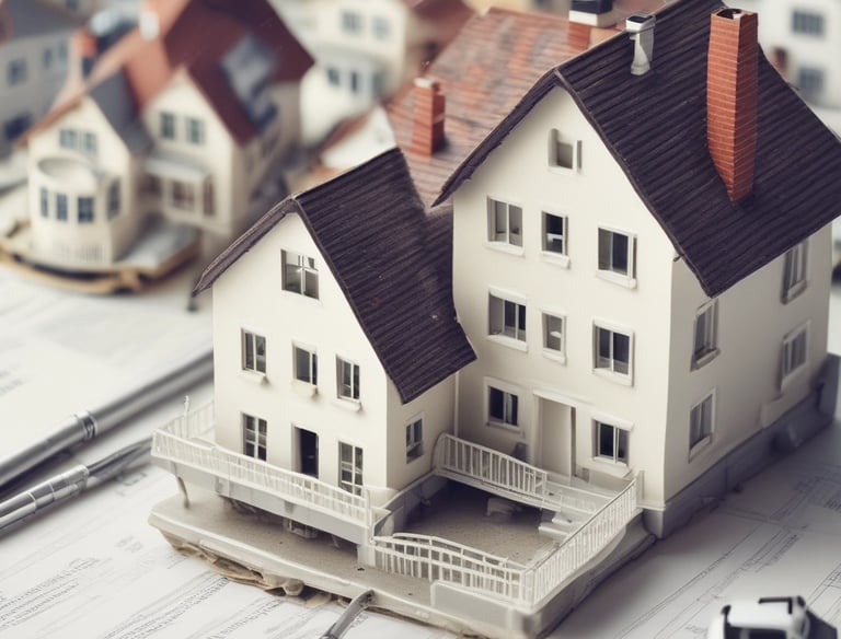 A tall, sharp-tipped skyscraper with the text 'Latino Seguros' is framed by dark shapes in the foreground against a clear blue sky.
